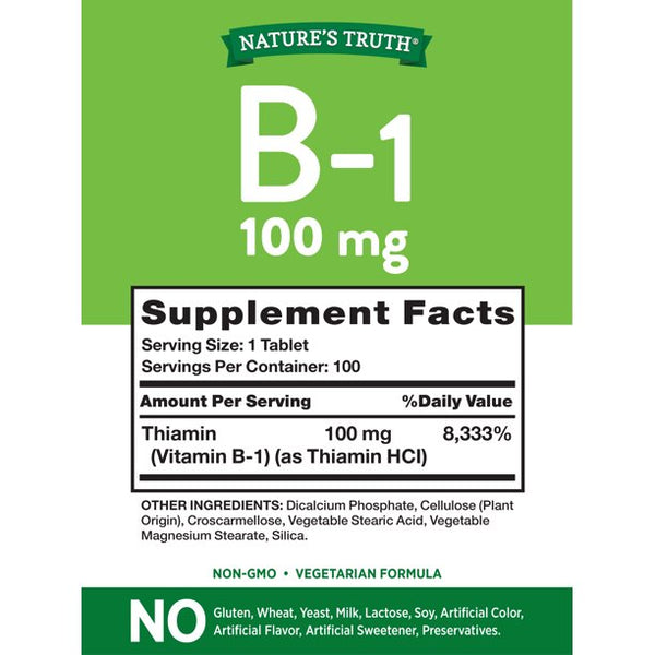 Natures Truth Vitamin B-1 100mg 100 Tablets