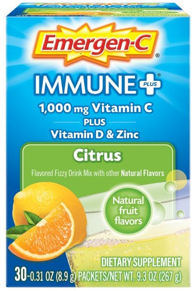 Emergen-C Immune+ 1000mg Vitamin C Powder 30 Packets Citrus Flavor