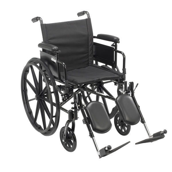 Drive Medical Cruiser X4 Lightweight Dual Axle Wheelchair with Adjustable Detachable Arms, Desk Arms, Elevating Leg Rests, 20" Seat