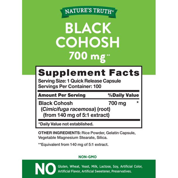 Nature's Truth Black Cohosh 700mg 100 Cápsulas