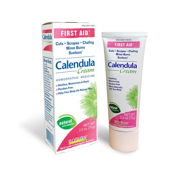 Caléndula de Boiron, medicina homeopática para primeros auxilios, cortes, rasguños, roces, quemaduras menores, quemaduras solares, 2.5 oz de crema