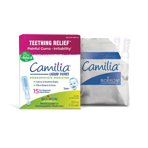 Boiron Camilia Teething Relief, Painful Gums, Irritability, 15 Single Liquid Doses