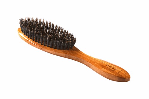 Bass 876S Dark Bamboo Full Oval Hairbrush with Firm Natural Bristles