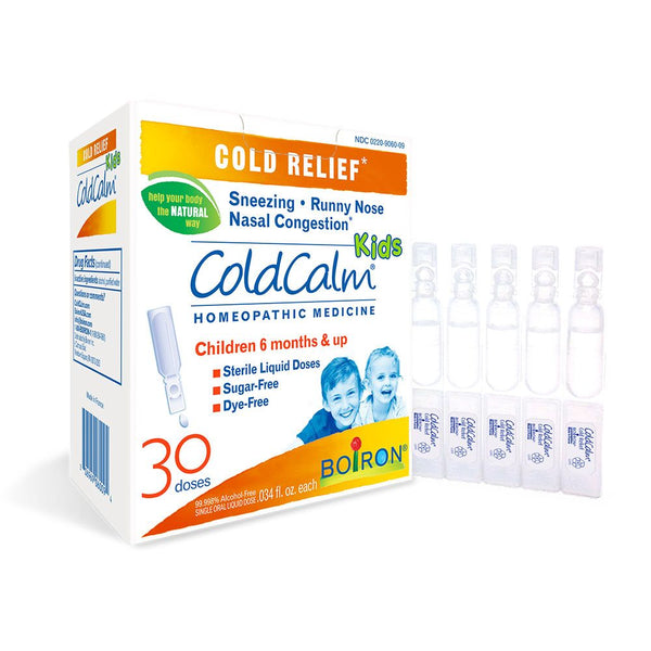 Boiron ColdCalm Kids, Homeopathic Medicine for Cold Relief, Sneezing, Runny Nose, Nasal Congestion, 30 Single Liquid Doses