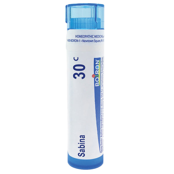 Boiron Sabina 30C relieves heavy menstrual flow with pain in the upper thighs, 80 Pellets