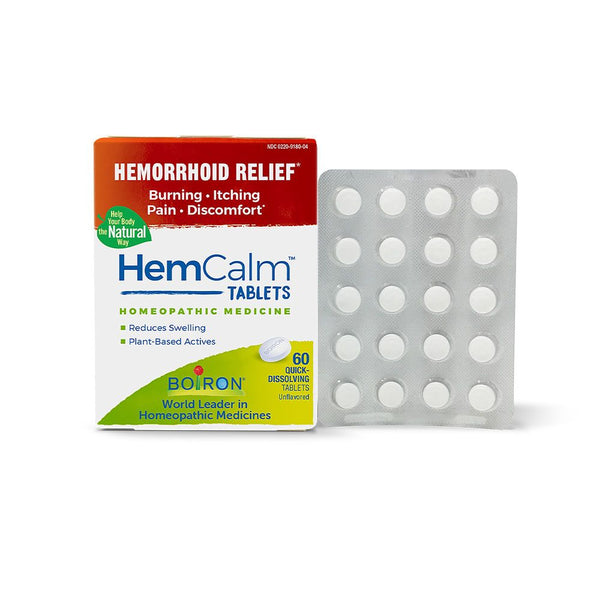Boiron HemCalm, Homeopathic Medicine for Hemorrhoid Relief, Burning, Itching, Pain, Discomfort, 60 Tablets