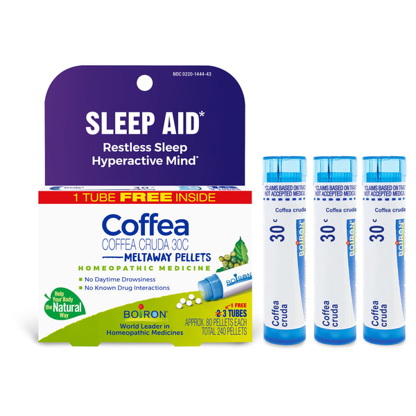 Boiron Coffea Cruda 30C Bonus Pack, Homeopathic Medicine for Sleep Aid, Restless Sleep, Hyperactive Mind, 3 x 80 Pellets