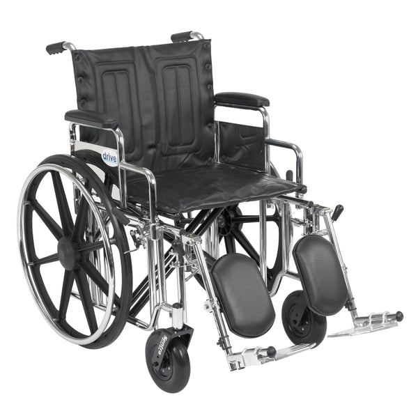 Drive Medical Sentra Extra Heavy Duty Wheelchair, Detachable Desk Arms, Elevating Leg Rests, 20" Seat