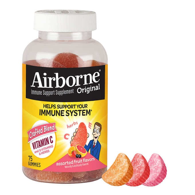 Airborne Assorted Fruit Flavored Gummies. Vitamin C 75 count