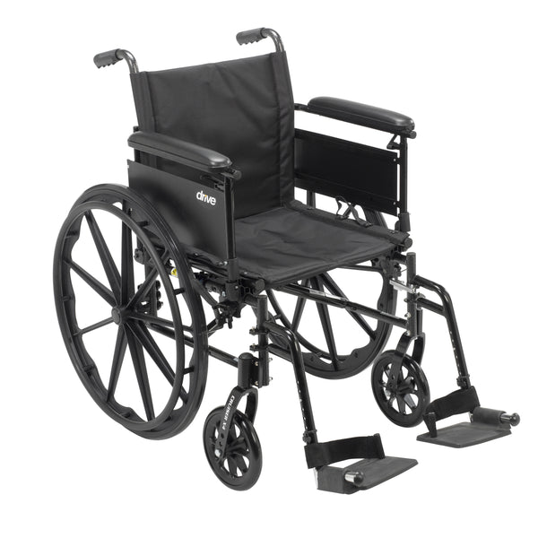 Drive Medical Cruiser X4 Lightweight Dual Axle Wheelchair with Adjustable Detachable Arms, Full Arms, Swing Away Footrests, 16" Seat
