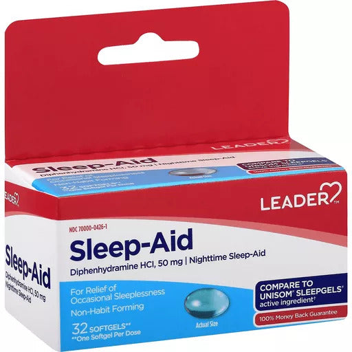 Leader Sleep Aid 50 mg Softgels