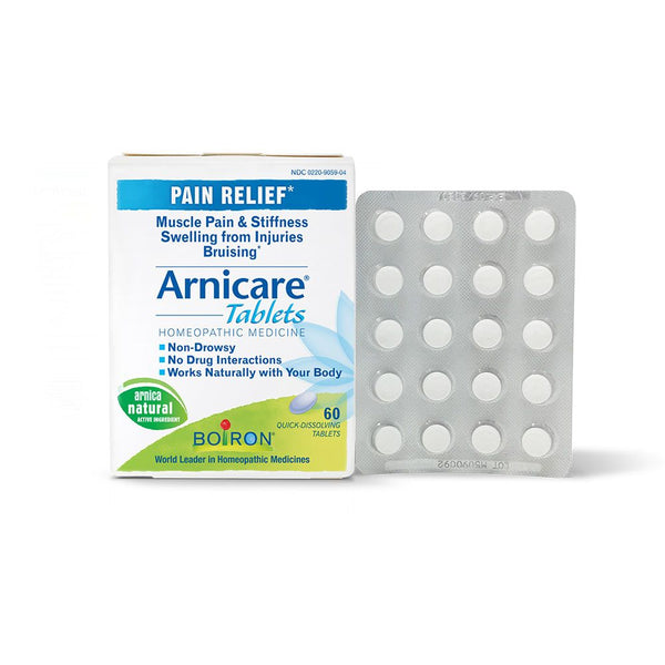 Boiron Arnicare, medicina homeopática para alivio del dolor, dolor muscular y rigidez, hinchazón de lesiones, hematomas, 60 tabletas