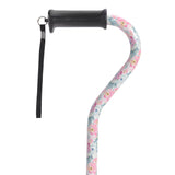 Drive Medical Adjustable Height Offset Handle Cane with Gel Hand Grip, Floral