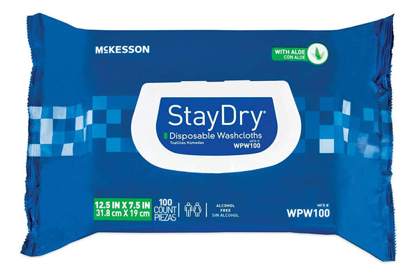 McKesson StayDry Personal Wipes size 7.5 x 12.5 inches