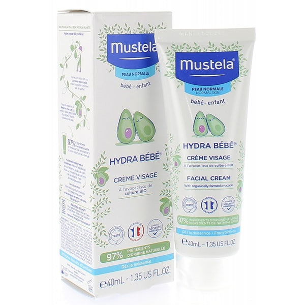 Mustela Hydra Bebe Face Cream, Baby Daily Moisturizer 1.35 Oz