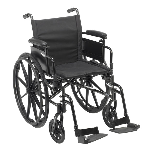 Drive Medical Cruiser X4 Lightweight Dual Axle Wheelchair with Adjustable Detachable Arms, Desk Arms, Swing Away Footrests, 18" Seat