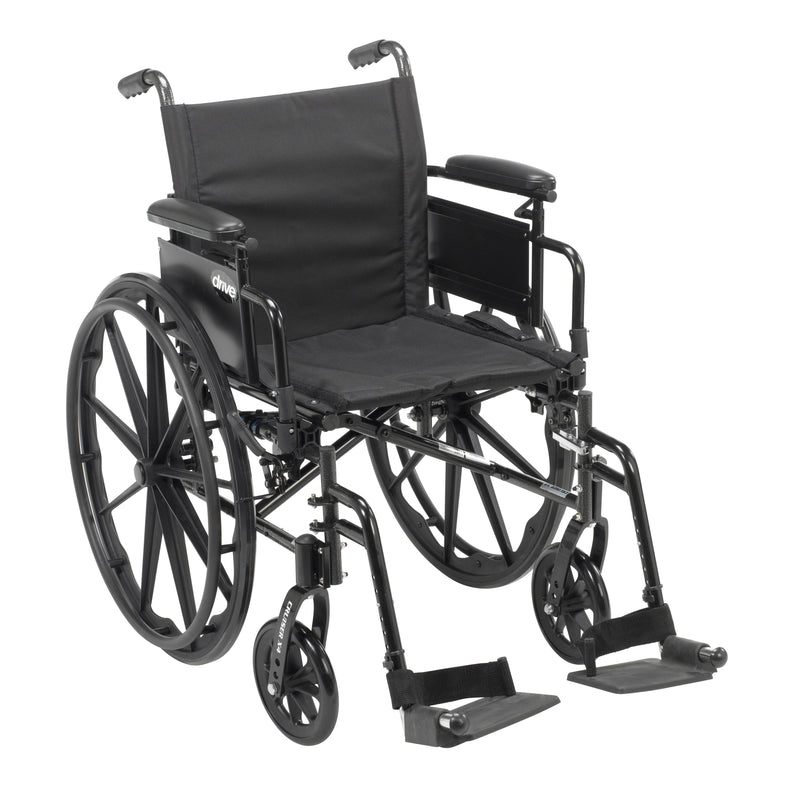 Drive Medical Cruiser X4 Lightweight Dual Axle Wheelchair with Adjustable Detachable Arms, Desk Arms, Swing Away Footrests, 18" Seat