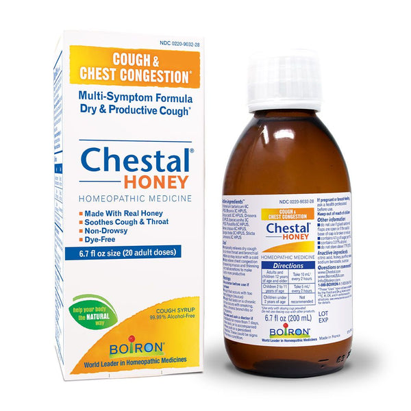 Boiron Chestal Honey, medicina homeopática para la congestión de tos y tos, fórmula multisintomio para tos seca y productiva, 6.7 fl oz