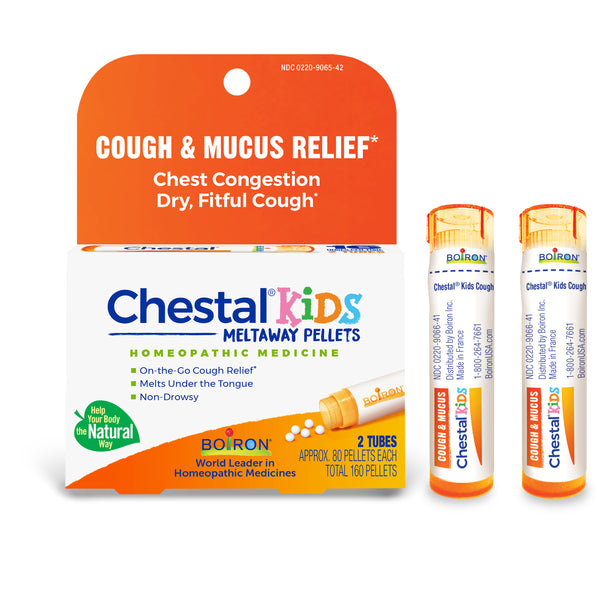 Boiron Chestal Kids, Homeopathic Medicine for Cough & Mucus Relief, Chest Congestion, Dry, Fitful Cough, 2 x 80 Pellets