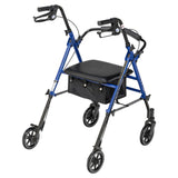 Drive Medical Adjustable Height Rollator Rolling Walker with 6" Wheels, Blue