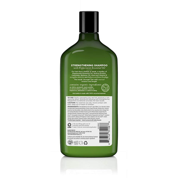 Avalon Organics Fortaleciendo el champú de menta de menta 11. Oz