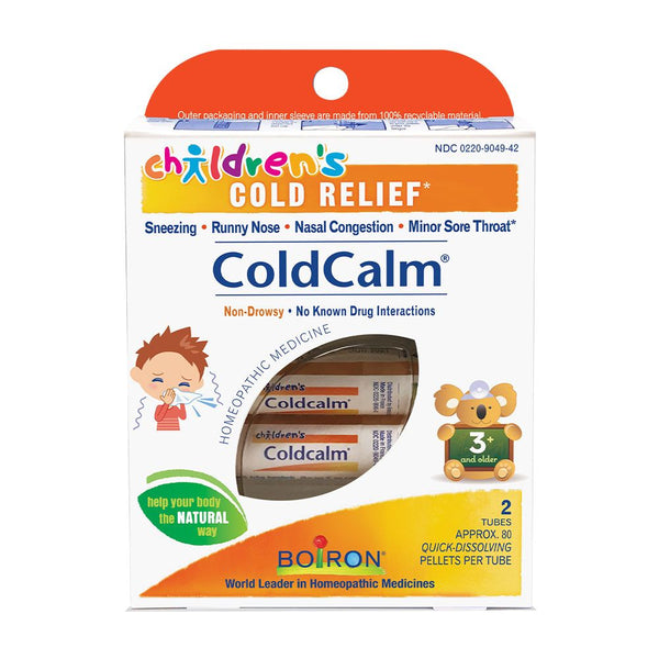 Boiron Childrens ColdCalm, Homeopathic Medicine for Cold Relief, Sneezing, Runny Nose, Nasal Congestion, Minor Sore Throat, 2 x 80 Pellets