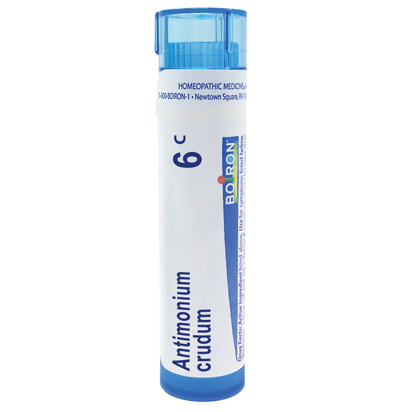 Boiron Antimonium Crudum 6C relieves indigestion with nausea from overeating, 80 Pellets