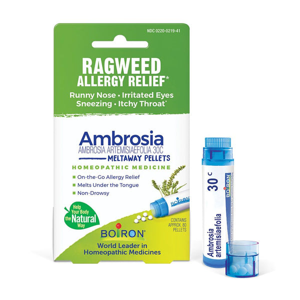 Boiron Ambrosia 30C Single Pack Ragweed Allergy Relief, Runny Nose, Irritated Eyes, Sneezing, Itchy Throat, 80 Pellets