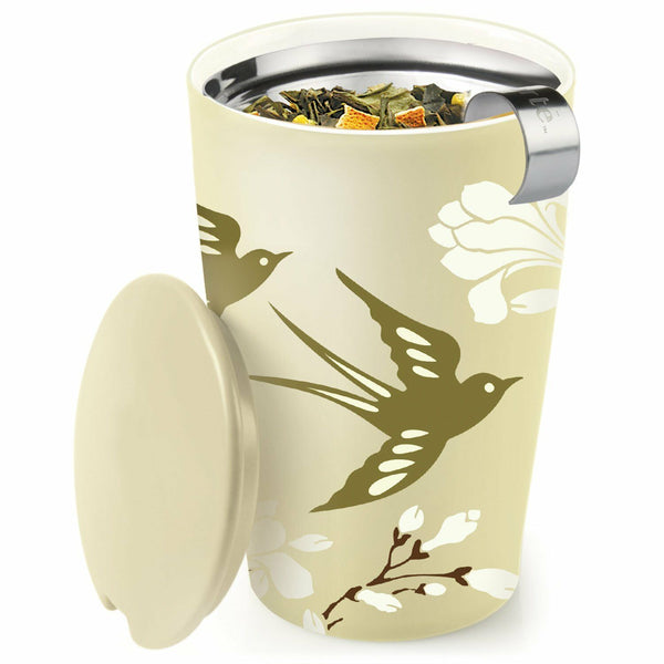 Tea Forte Kati Cup Birdsong, Ceramic Tea Infuser Cup with Infuser Basket