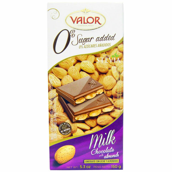 Valor Milk Chocolate Almonds Bar, Sugar Free, 5.3 Oz