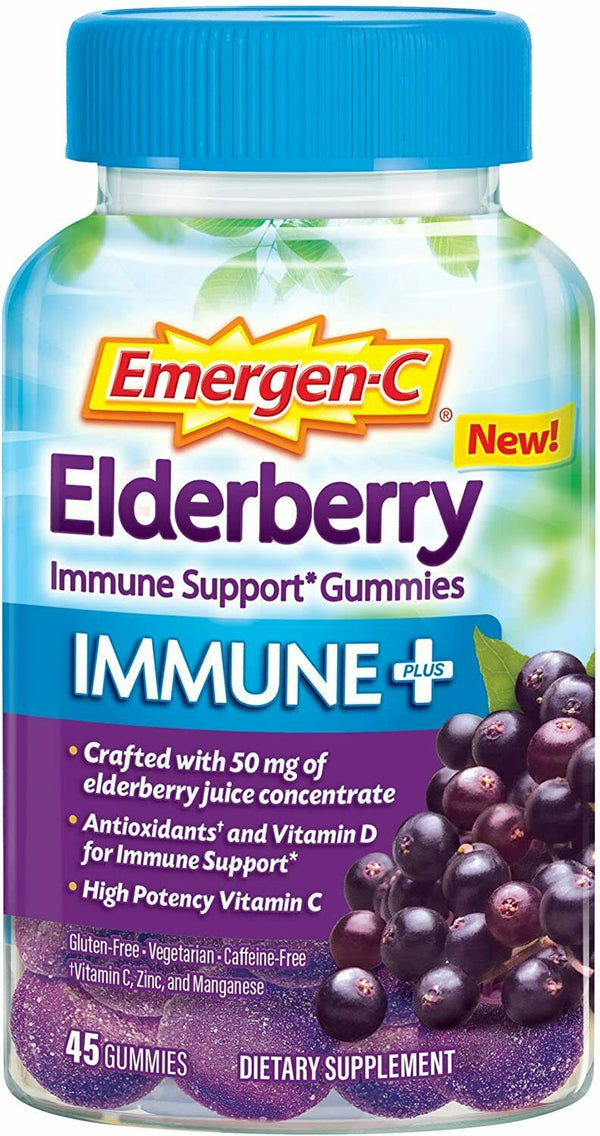 Emergen-C Immune+ Elderberry Gummies, 750 mg Vitamin C with Vitamin D, Zinc and Electrolytes