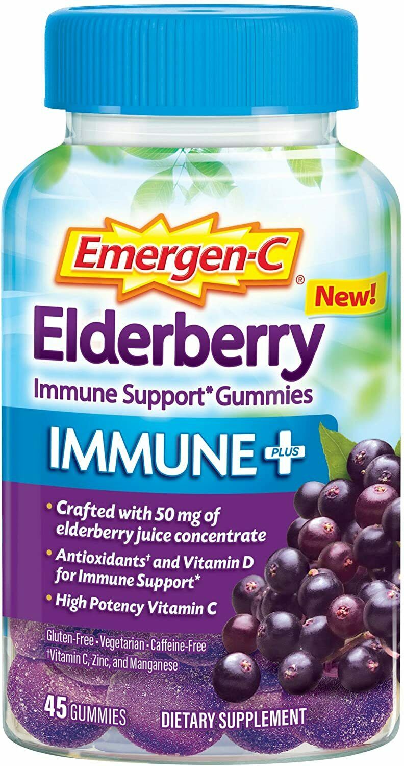 Emergen-C Immune+ Elderberry Gummies, 750 mg Vitamin C with Vitamin D, Zinc and Electrolytes
