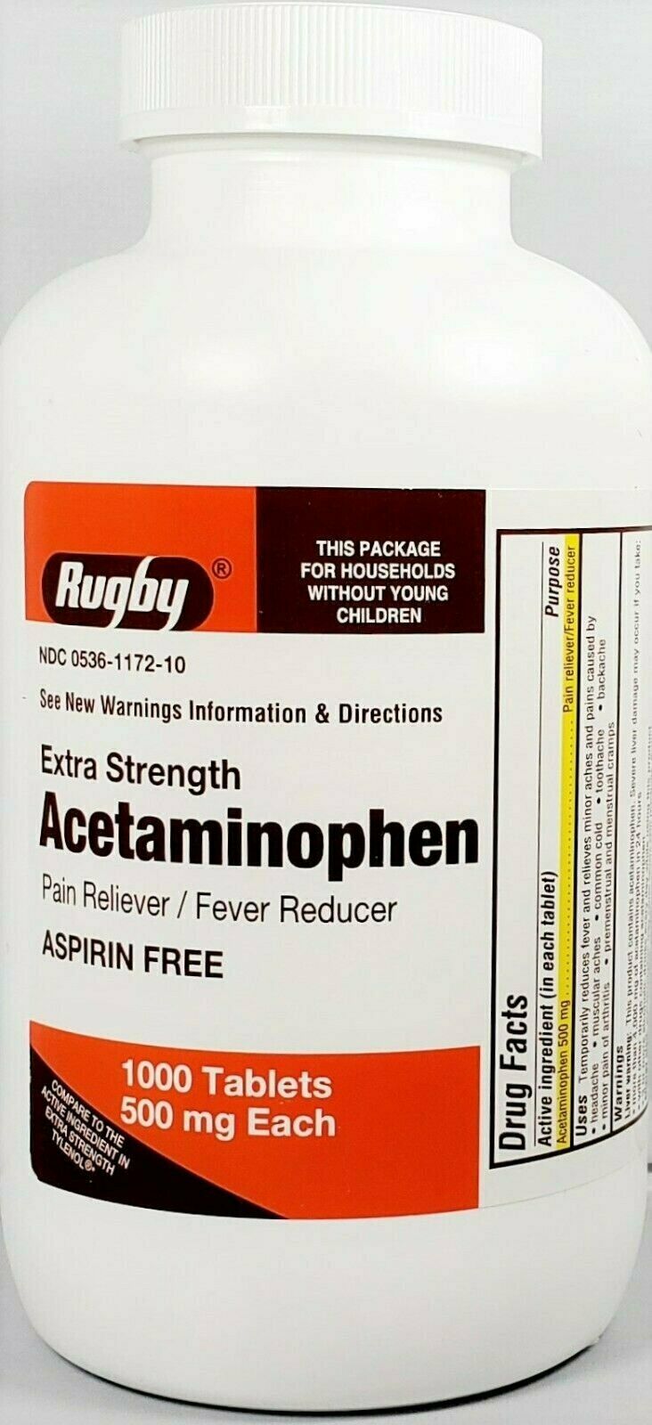 Rugby Acetaminophen Extra fuerza 500mg tabletas