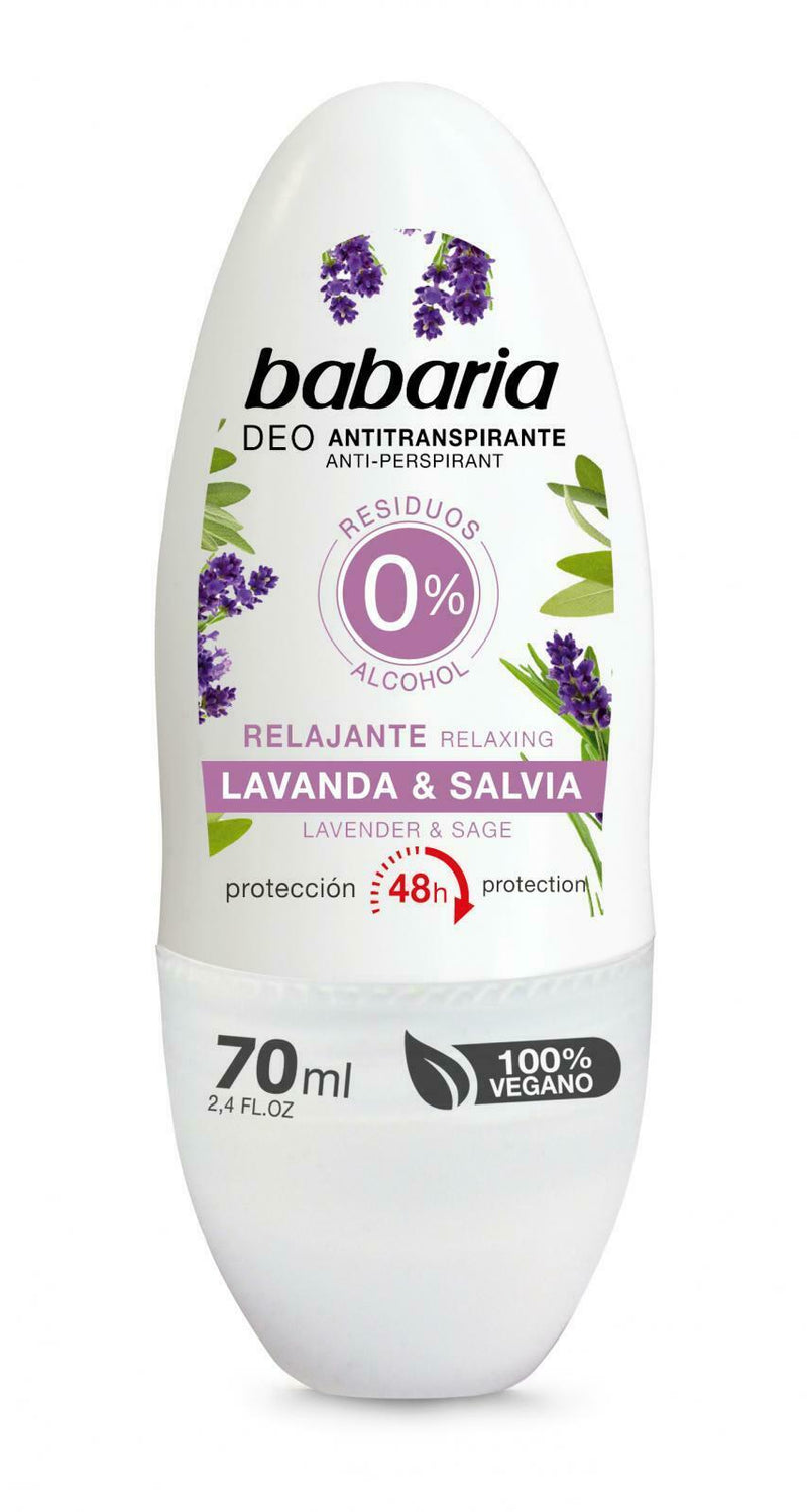 Babaria desodorante roll-on relajando lavanda y salvia.2.4oz