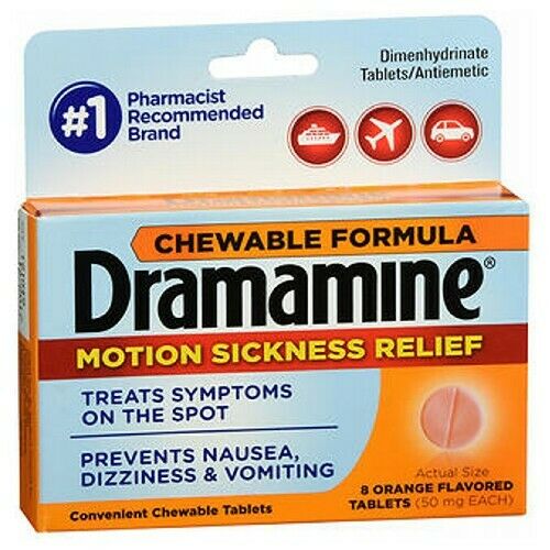 Dramamine Chewable Motion Sickness Relief, 8 Tablets Each
