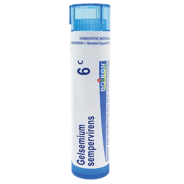 Boiron Gelsemium Sempervirens 6C relieves apprehension with trembling, headaches, 80 Pellets