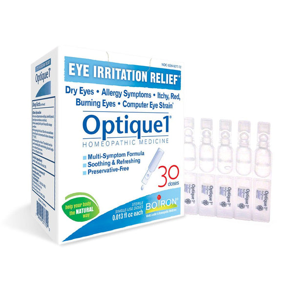 Boiron Optique 1 Eye Drops, Homeopathic Medicine for Eye Irritation Relief, Dry Eyes, Allergy Symptoms, Itchy, Red, Burning Eyes, Computer Eye Strain, 30 Single Liquid Doses