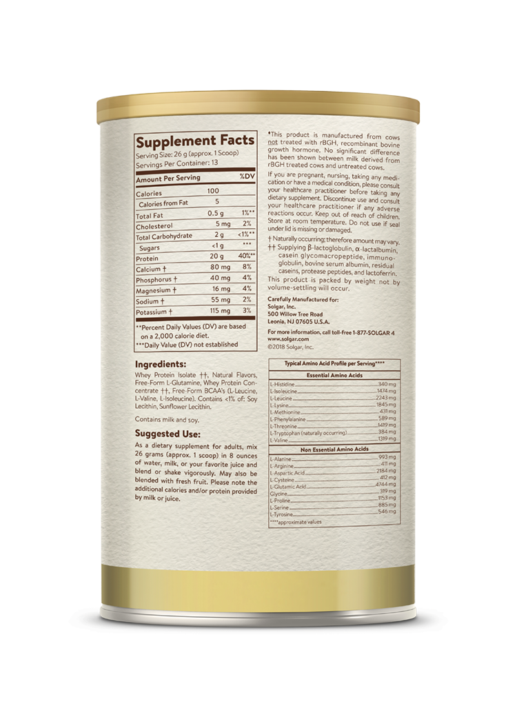 Solgar Whey To Go Protein Powder Natural Vanilla Bean--1 Container-32 Oz