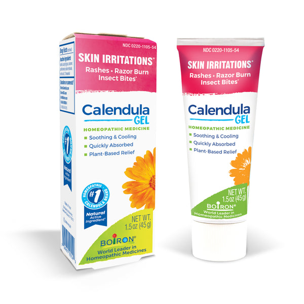 Caléndula de Boiron, medicamentos homeopáticos para irritaciones de la piel, erupciones, quemaduras de afeitar, picaduras de insectos, gel de 1,5 oz