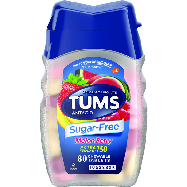 TUMS Sugar-Free Antacid Chewable Tablets for Heartburn Relief, Extra Strength 80 Tablets