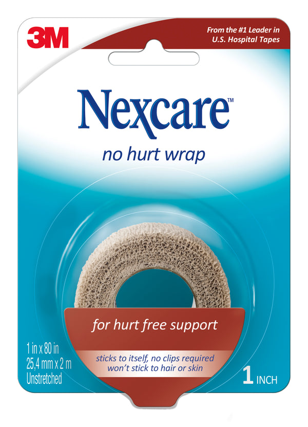 Nexcare™ No Hurt Wrap NHT-1, 1 in x 80 in (25,4 mm x 2 m) Unstretched (Coban)