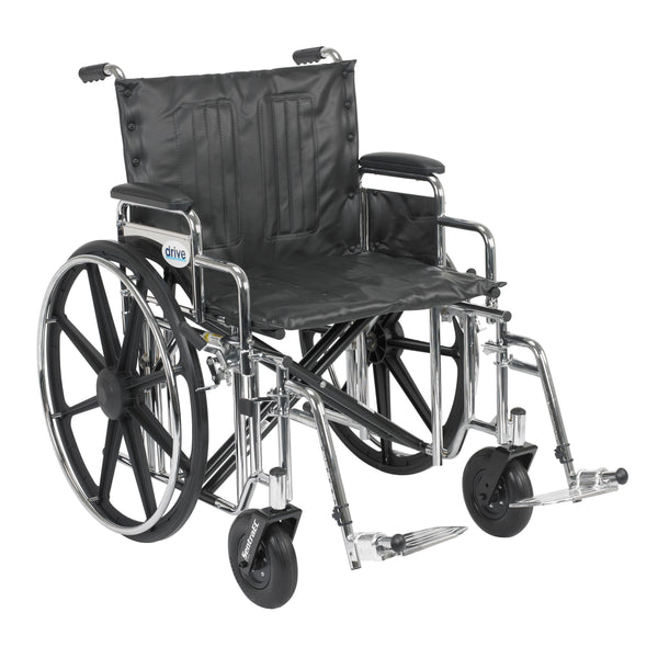 Drive Medical Sentra Extra Heavy Duty Wheelchair, Detachable Desk Arms, Swing away Footrests, 22" Seat
