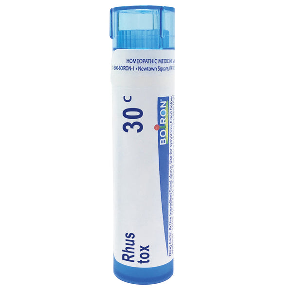 Boiron Rhus Tox 30C alivia el dolor articular mejorado por movimiento, 80 gránulos