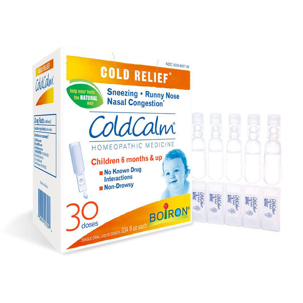 Boiron ColdCalm Baby, Medicina homeopática para alivio en frío, estornudos, secreción nasal, congestión nasal, 30 dosis líquidas individuales