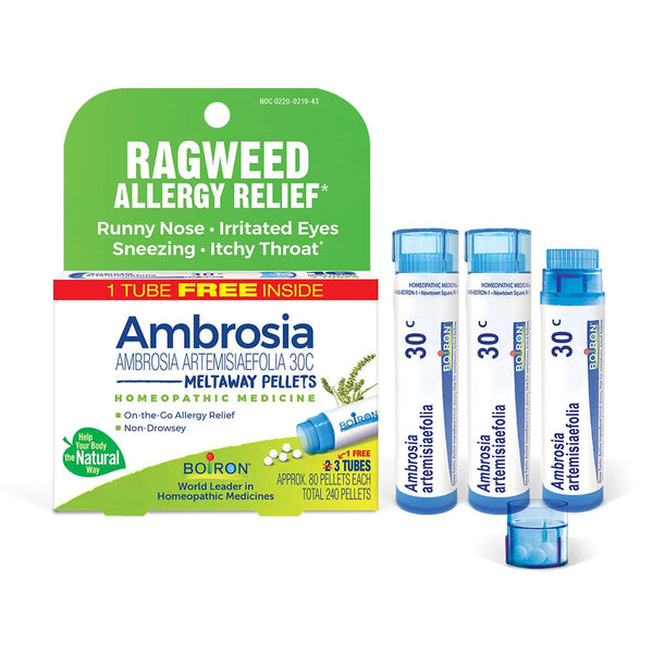 Boiron Ambrosia 30C Bonus Pack, Homeopathic Medicine for Ragweed Allergy Relief, Runny Nose, Irritated Eyes, Sneezing, Itchy Throat, 3 x 80 Pellets